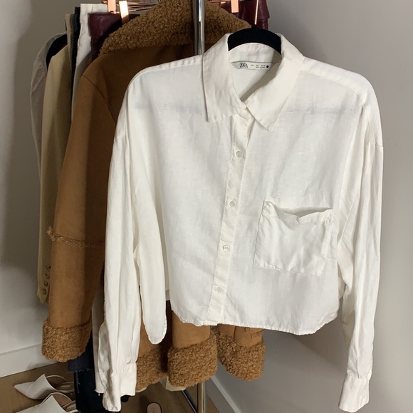 Cropped Linen Shirt - Picture 3 of 5